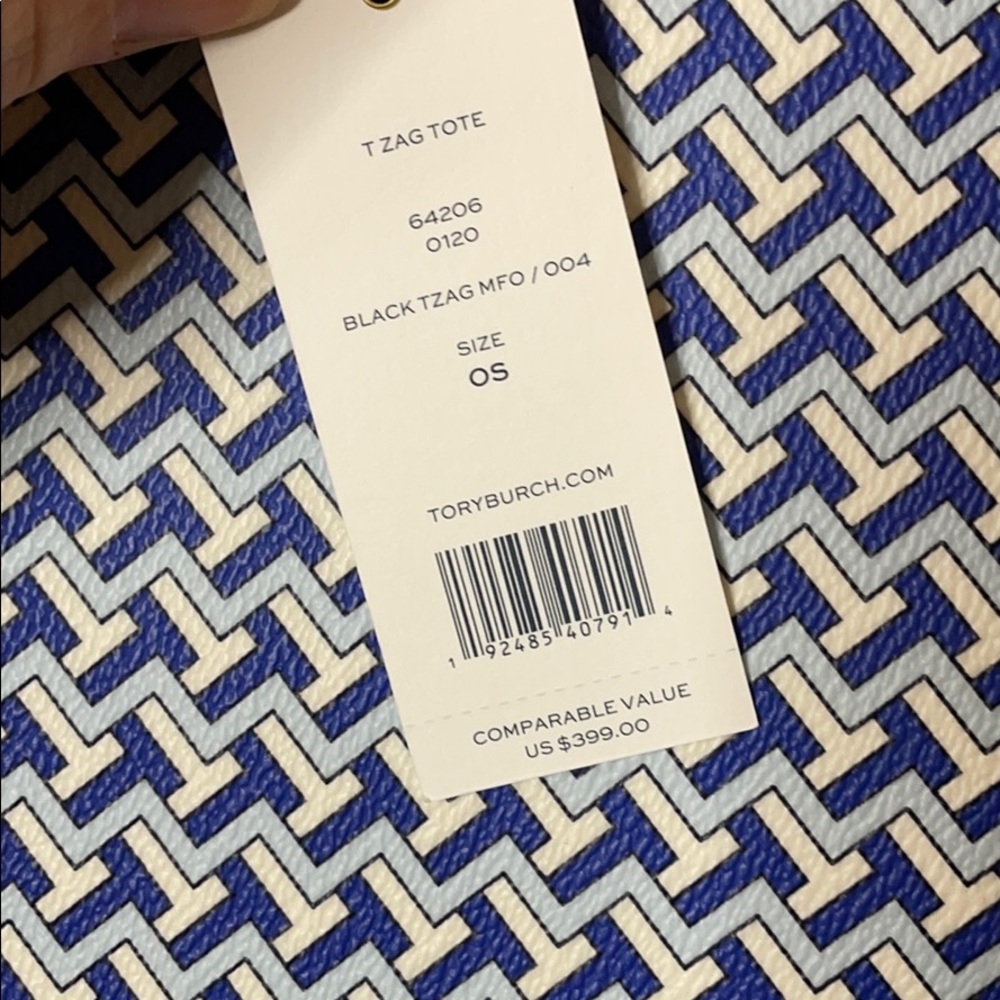 Tory Burch T Zag Tote Blue NWT - Picture 7 of 9